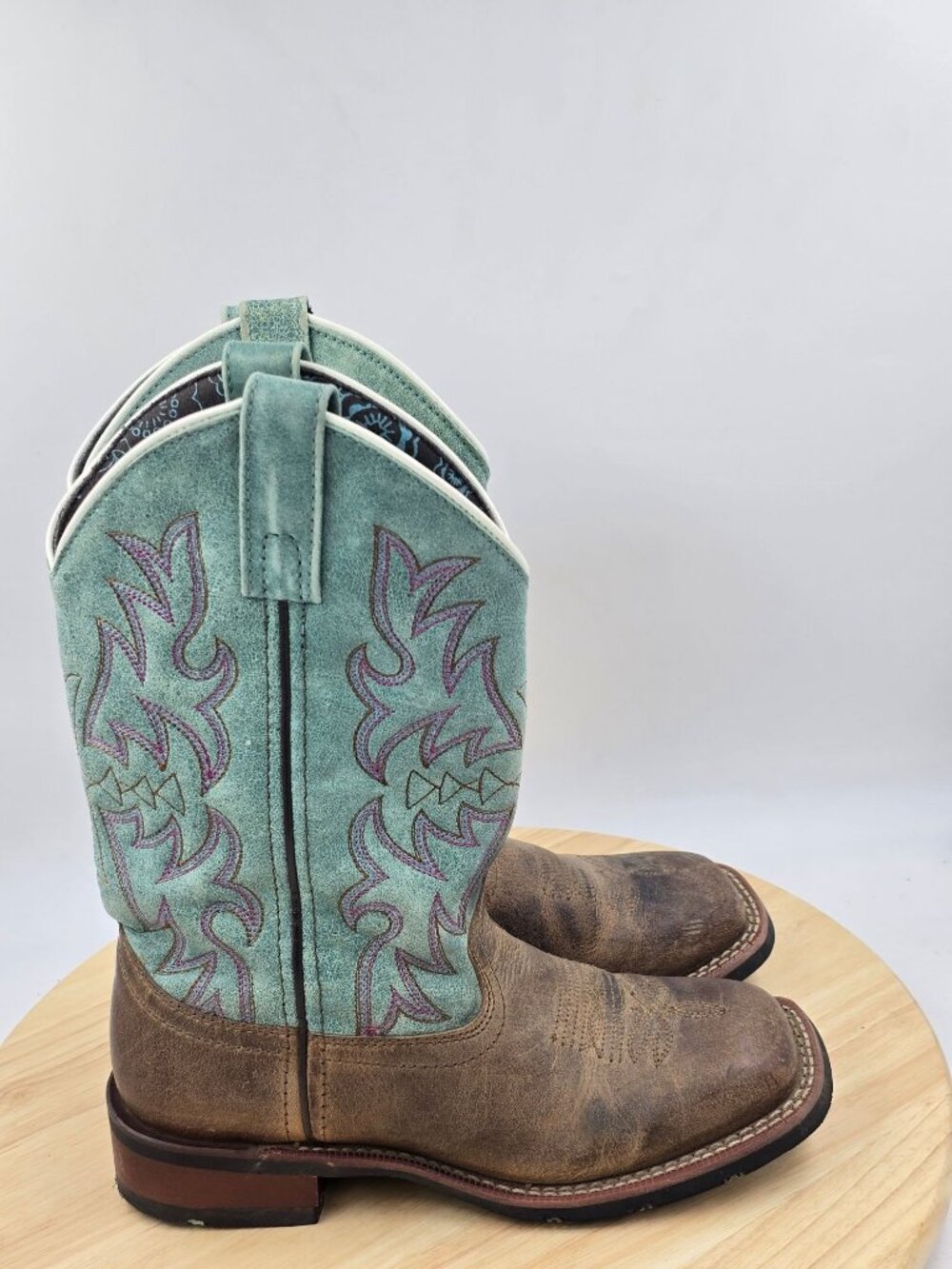 Laredo Ladies Anita Square Toe Western Cowboy Leather Boots 5607 Sz 6M